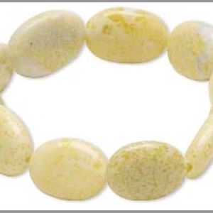 BRACELET, VERY LIGHT GREEN JASPER, 17x12 mm, 18x13 mm PUFFED OVAL, 7 INCHES,
